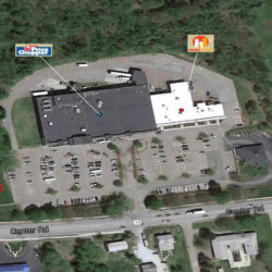 Aerial view of Essex, Vermont commercial pad site for sale