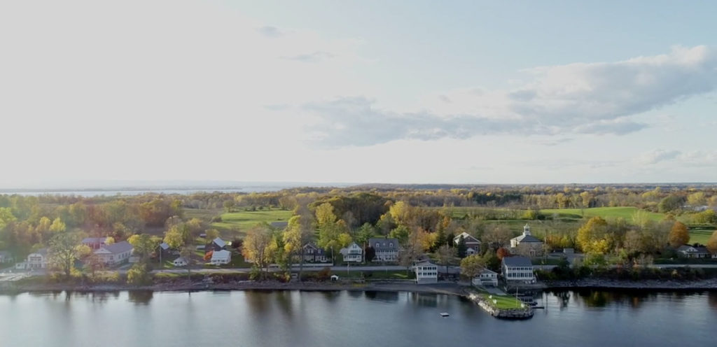 aerial view of North Hero House, Vermont restaurant and inn for sale